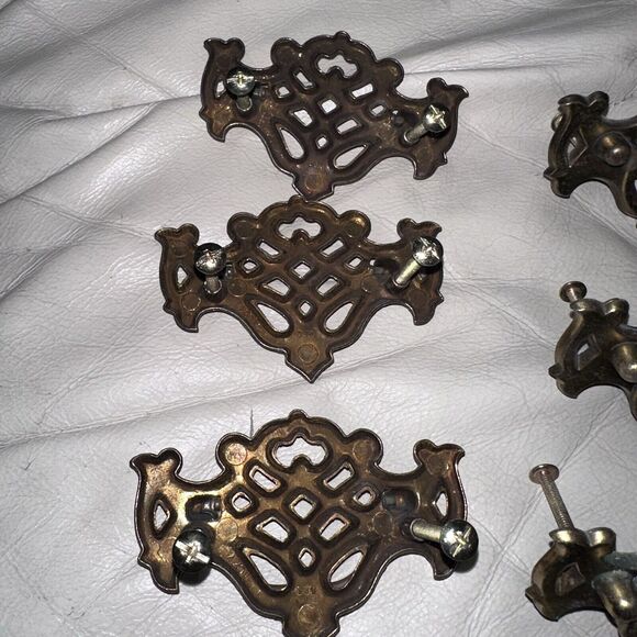 15 Pcs French Provincial Vintage Antique Brass Drawer Pull Hardware Decorative - Picture 5 of 12